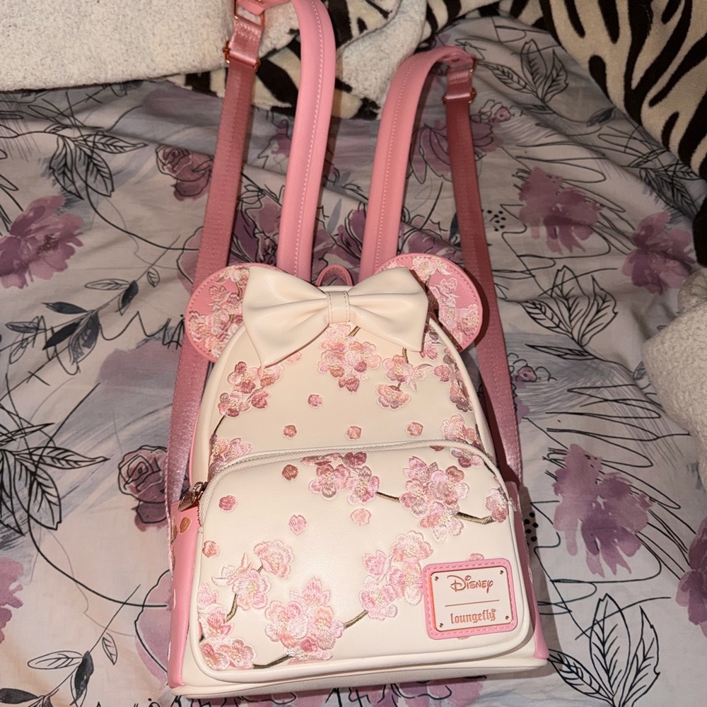 Loungefly Disney Pink and White Floral Backpack